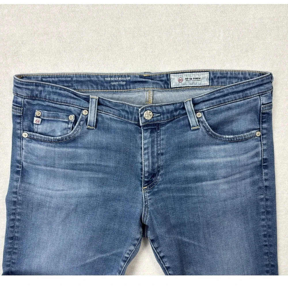 AG Adriano Goldschmied The Stilt Roll Up Cigarette Jeans Blue Size 32 Made USA‎